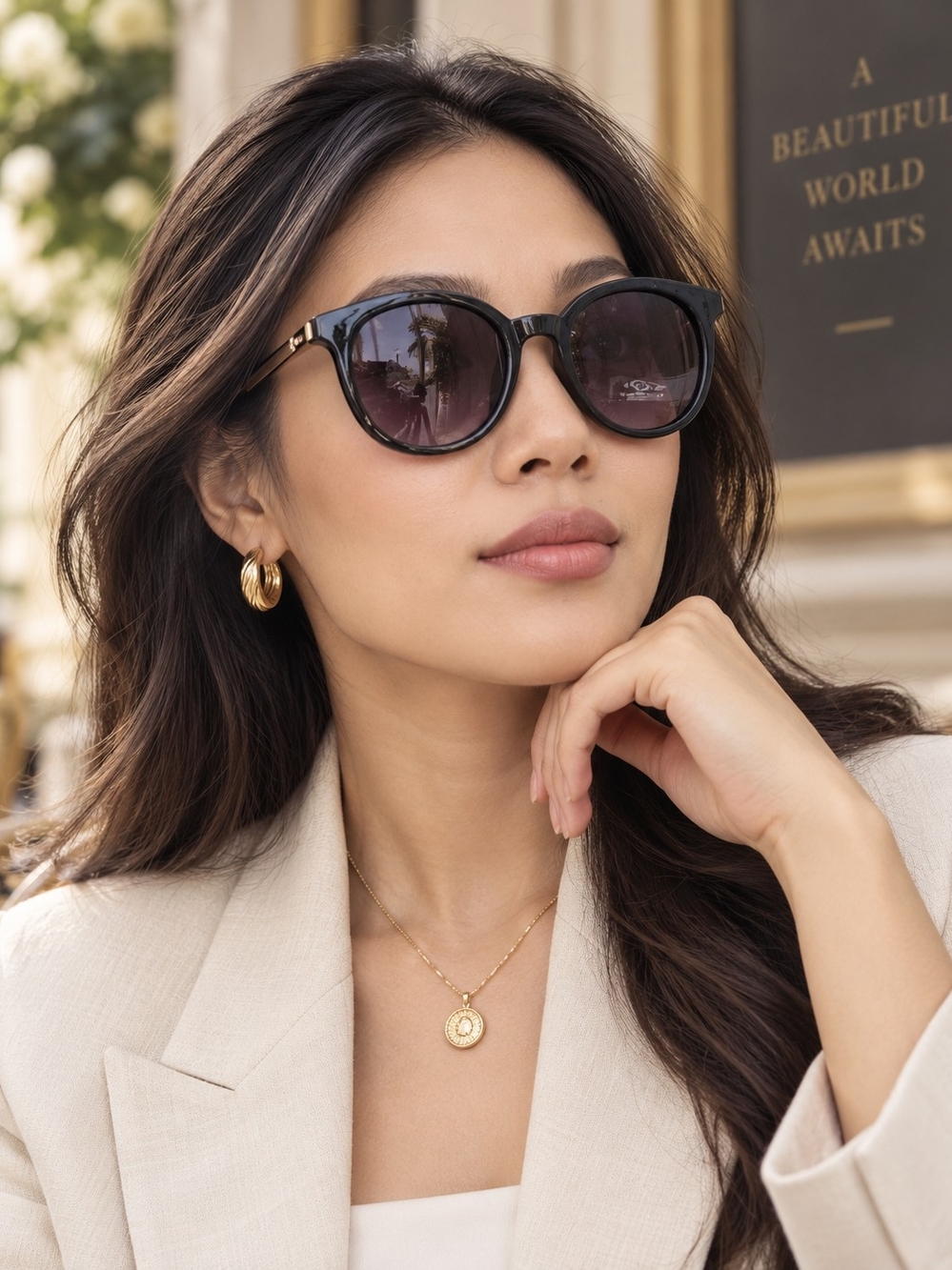 Oscar de la Renta Oscar Black & Gold Sunglasses Like New